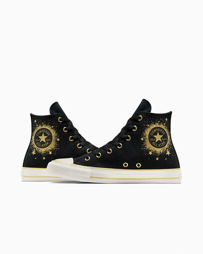 Black / Gold / White Converse Chuck Taylor All Star Gold Metallic Kids' Sneakers Canada | C-70842169