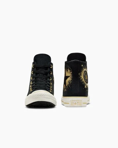 Black / Gold / White Converse Chuck Taylor All Star Gold Metallic Kids' Sneakers Canada | C-70842169