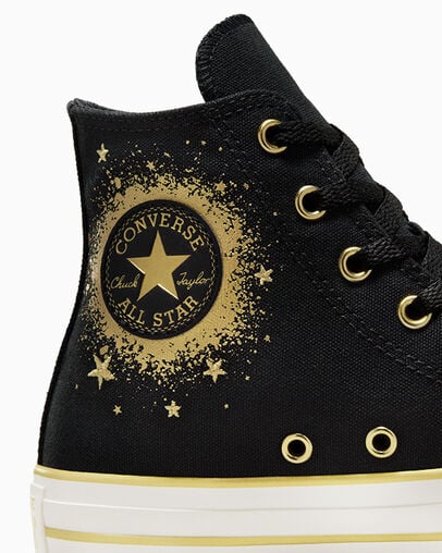 Black / Gold / White Converse Chuck Taylor All Star Gold Metallic Kids' Sneakers Canada | C-70842169
