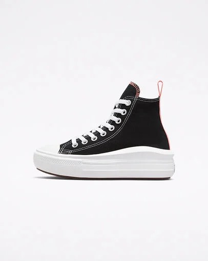 Black / Pink Light Blue / White Converse Chuck Taylor All Star Move Platform Kids' Canvas Shoes Canada | C-92815469