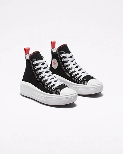 Black / Pink Light Blue / White Converse Chuck Taylor All Star Move Platform Kids' Canvas Shoes Canada | C-92815469