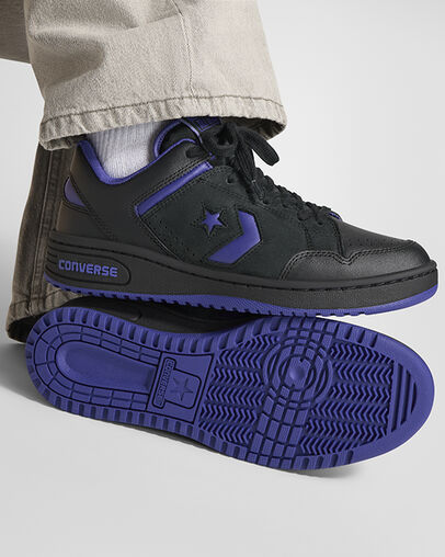 Black / Purple / Black Converse Weapon Leather Women Basketball Shoes Canada | C-32568749