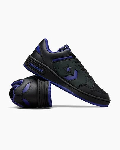 Black / Purple / Black Converse Weapon Leather Women Basketball Shoes Canada | C-32568749