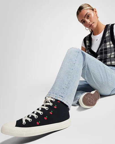 Black / Red Converse Chuck Taylor All Star Cherries Women Sneakers Canada | C-29341709