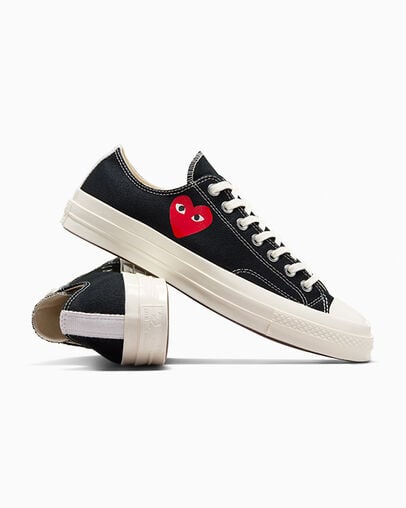 Black / Red Converse PLAY Comme des Garçons Single Heart Chuck 70 Men Sneakers Canada | C-36142879