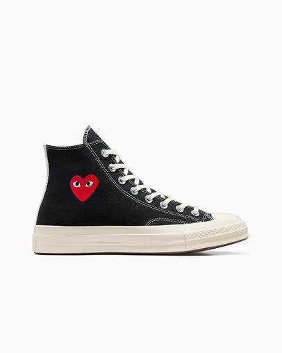 Black / Red Converse PLAY Comme des Garçons Single Heart Chuck 70 Women Sneakers Canada | C-37014689