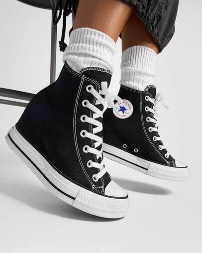 Black / Red / Navy Converse Chuck Taylor All Star Wedge Women Platform Shoes Canada | C-32570149