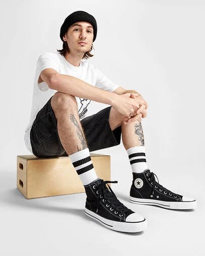 Black / White Converse CONS Chuck Taylor All Star Pro Suede Men Skate Shoes Canada | C-83506299
