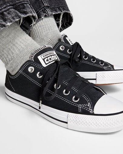 Black / White Converse CONS Chuck Taylor All Star Pro Suede Women Skate Shoes Canada | C-25031489