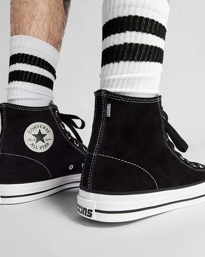 Black / White Converse CONS Chuck Taylor All Star Pro Suede Women Skate Shoes Canada | C-12736049