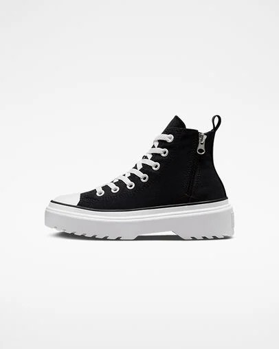 Black / White Converse Chuck Taylor All Star Lugged Lift Platform Kids' Canvas Shoes Canada | C-82039479