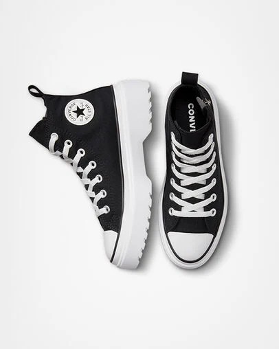 Black / White Converse Chuck Taylor All Star Lugged Lift Platform Kids' Canvas Shoes Canada | C-82039479