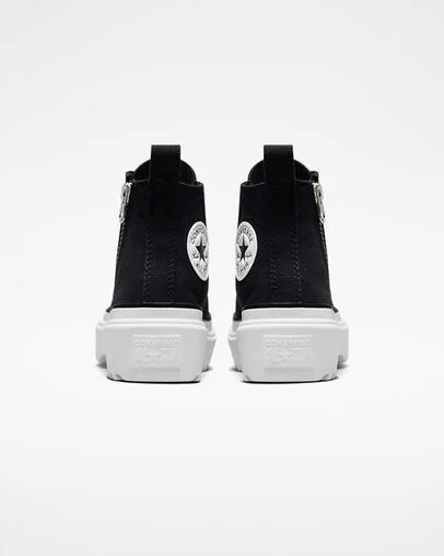 Black / White Converse Chuck Taylor All Star Lugged Lift Platform Kids' Canvas Shoes Canada | C-82039479