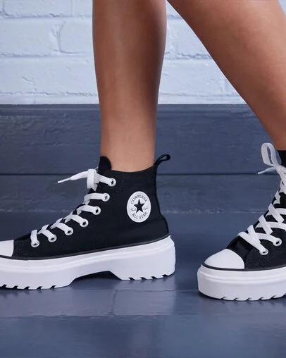 Black / White Converse Chuck Taylor All Star Lugged Lift Platform Kids' Canvas Shoes Canada | C-82039479