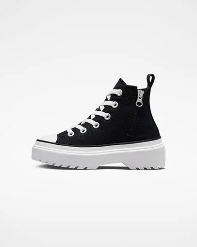 Black / White Converse Chuck Taylor All Star Lugged Lift Platform Kids' Canvas Shoes Canada | C-46792309