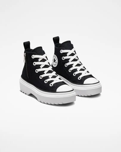 Black / White Converse Chuck Taylor All Star Lugged Lift Platform Kids' Canvas Shoes Canada | C-46792309