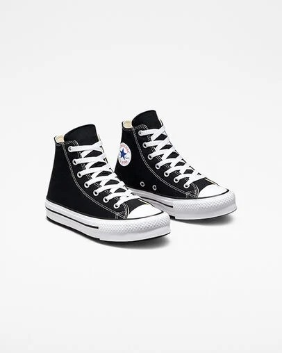 Black / White Converse Chuck Taylor All Star EVA Lift Kids' Platform Shoes Canada | C-92483169