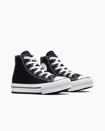 Black / White Converse Chuck Taylor All Star EVA Lift Kids' Platform Shoes Canada | C-02619389