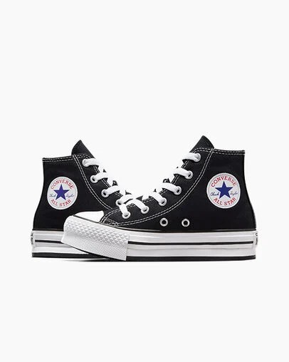 Black / White Converse Chuck Taylor All Star EVA Lift Kids' Platform Shoes Canada | C-02619389