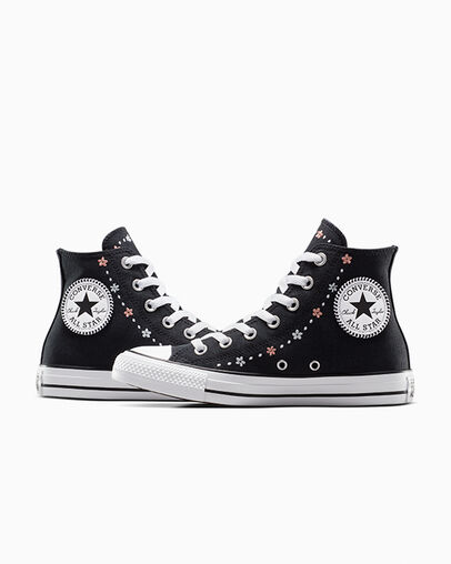 Black / White Converse Chuck Taylor All Star Petite Petals Women Sneakers Canada | C-85190279