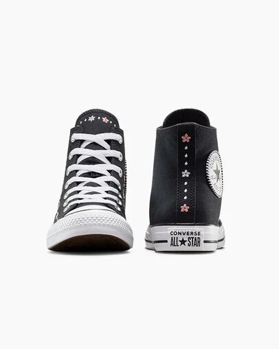 Black / White Converse Chuck Taylor All Star Petite Petals Women Sneakers Canada | C-85190279