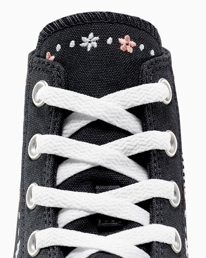 Black / White Converse Chuck Taylor All Star Petite Petals Women Sneakers Canada | C-85190279