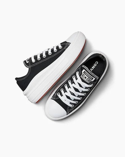 Black / White Converse Chuck Taylor All Star Move Women Platform Shoes Canada | C-16837529