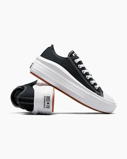 Black / White Converse Chuck Taylor All Star Move Women Platform Shoes Canada | C-16837529