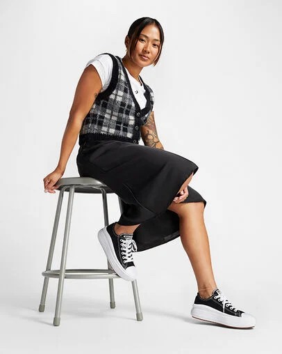 Black / White Converse Chuck Taylor All Star Move Women Platform Shoes Canada | C-16837529