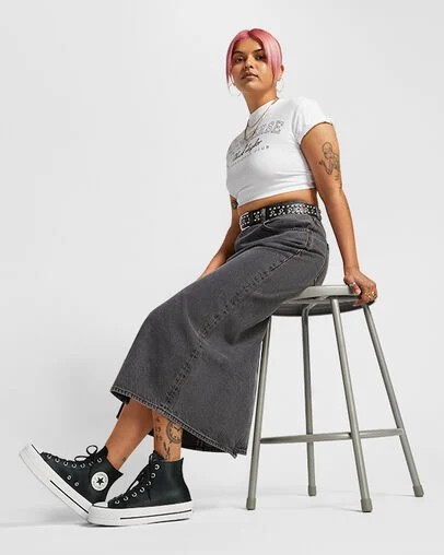 Black / White Converse Chuck Taylor All Star Leather Women Platform Shoes Canada | C-42786159