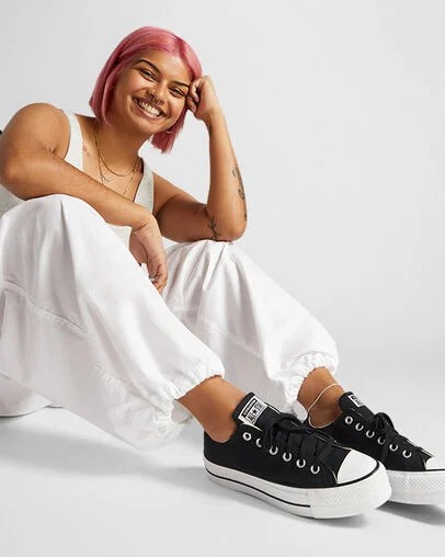 Black / White Converse Chuck Taylor All Star Lift Platform Women Canvas Shoes Canada | C-68743159