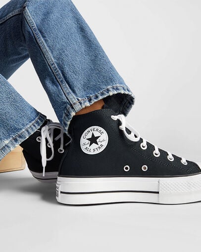 Black / White Converse Chuck Taylor All Star Lift Platform Women Canvas Shoes Canada | C-27164939
