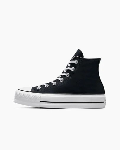 Black / White Converse Chuck Taylor All Star Lift Platform Women Canvas Shoes Canada | C-27164939