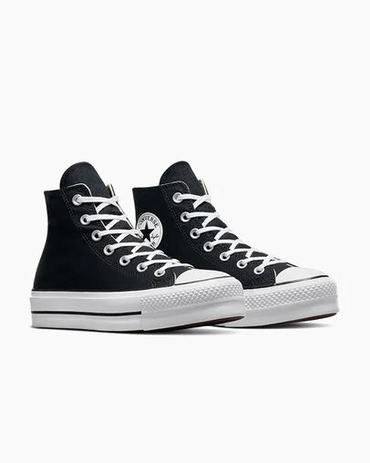 Black / White Converse Chuck Taylor All Star Lift Platform Women Canvas Shoes Canada | C-27164939