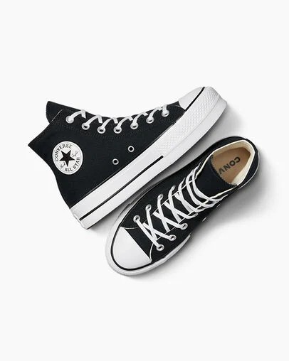 Black / White Converse Chuck Taylor All Star Lift Platform Women Canvas Shoes Canada | C-27164939