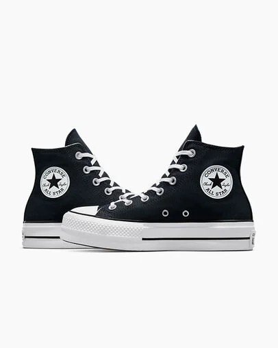 Black / White Converse Chuck Taylor All Star Lift Platform Women Canvas Shoes Canada | C-27164939