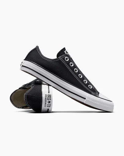 Black / White Converse Chuck Taylor All Star Women Slip On Shoes Canada | C-48612509
