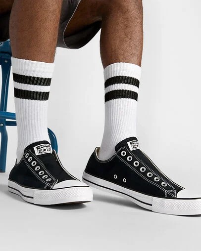 Black / White Converse Chuck Taylor All Star Women Slip On Shoes Canada | C-48612509