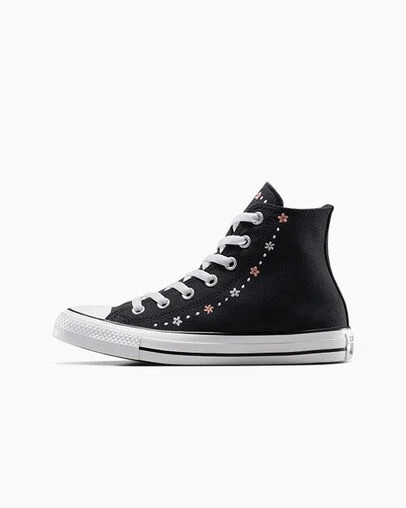 Black / White Converse Chuck Taylor All Star Petite Petals Women Sneakers Canada | C-47650929