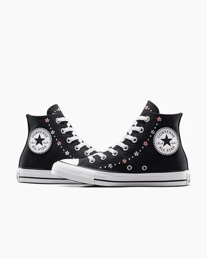 Black / White Converse Chuck Taylor All Star Petite Petals Women Sneakers Canada | C-47650929