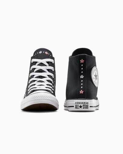Black / White Converse Chuck Taylor All Star Petite Petals Women Sneakers Canada | C-47650929