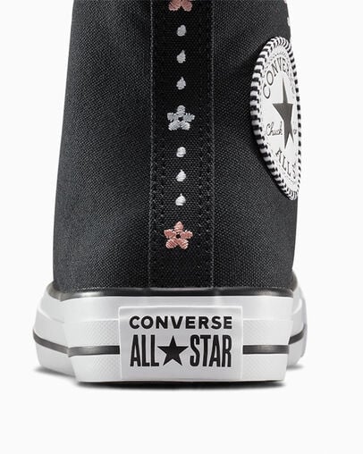 Black / White Converse Chuck Taylor All Star Petite Petals Women Sneakers Canada | C-47650929