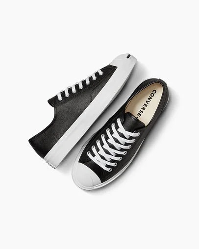 Black / White Converse Jack Purcell Leather Men Tennis Shoes Canada | C-58934019
