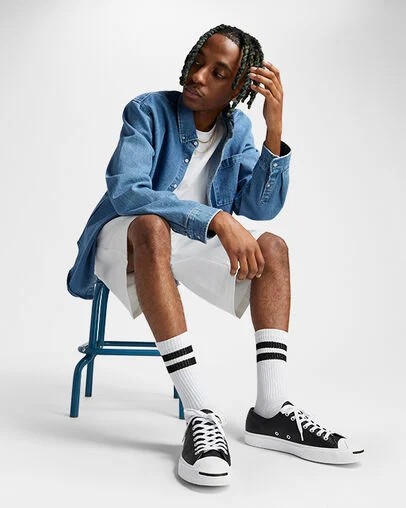 Black / White Converse Jack Purcell Leather Men Tennis Shoes Canada | C-58934019