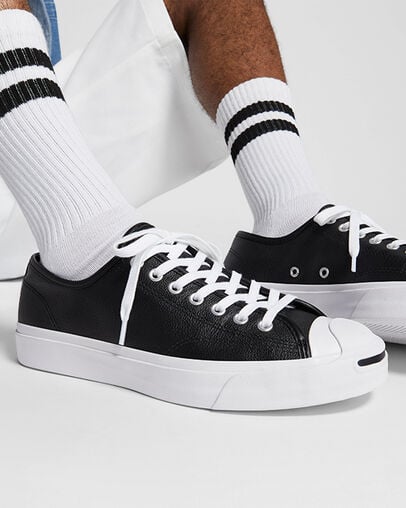Black / White Converse Jack Purcell Leather Men Tennis Shoes Canada | C-58934019
