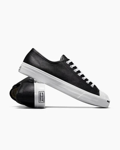 Black / White Converse Jack Purcell Leather Women Tennis Shoes Canada | C-20856139