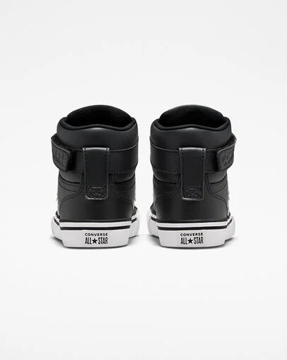 Black / White Converse Pro Blaze Strap Leather Kids' Sneakers Canada | C-95678439