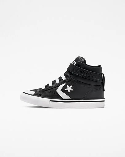 Black / White Converse Pro Blaze Strap Leather Kids' Sneakers Canada | C-96321849