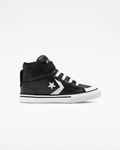 Black / White Converse Pro Blaze Strap Leather Kids\' Sneakers Canada | C-96321849