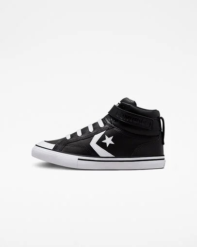 Black / White Converse Pro Blaze Strap Leather Kids' Sneakers Canada | C-54917029